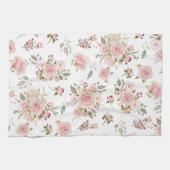 Linge De Cuisine Aquarelle Rose Fleurs Motif Floral (Horizontal)