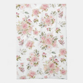 Linge De Cuisine Aquarelle Rose Fleurs Motif Floral (Vertical)