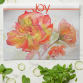 Linge De Cuisine Aquarelle rose Florale Orange Suivez votre joie (Plié)