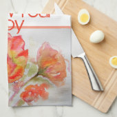 Linge De Cuisine Aquarelle rose Florale Orange Suivez votre joie (Quart Plié)