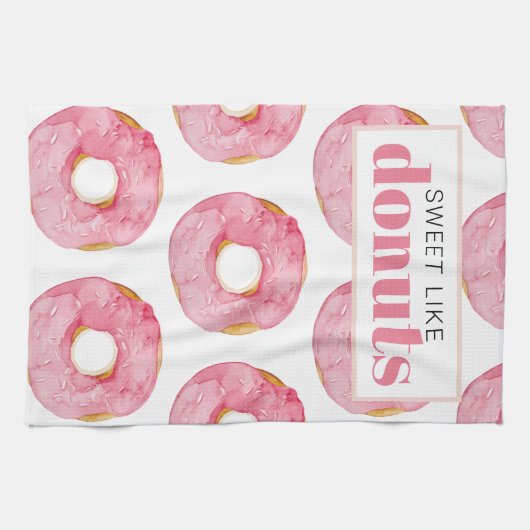 Linge De Cuisine Aquarelle rose moderne douce comme les beignets Ci (Horizontal)