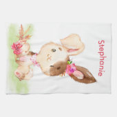 Linge De Cuisine Aquarelle rose petit lapin (Horizontal)