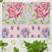 Linge De Cuisine Aquarelle rose Rose personnalisable (Plié)