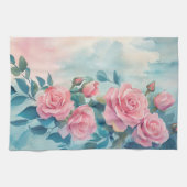 Linge De Cuisine Aquarelle rose Roses Élégante (Horizontal)