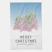 Linge De Cuisine Aquarelle rose vert Arbre de Noël Artiste (Vertical)