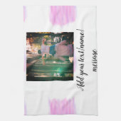 Linge De Cuisine Aquarelle rose violet père fils papa ajouter l'ima (Vertical)