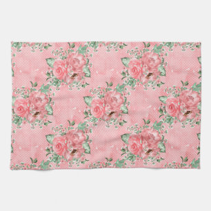 Linge De Cuisine Aquarelle Roses Roses Fleurs Shabby Chic et Points