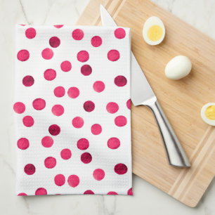 Linge De Cuisine Aquarelle rouge aquarelle pois motif