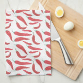 Linge De Cuisine aquarelle rouge chaud (Quart Plié)