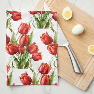 Linge De Cuisine Aquarelle Rouge Jardin Fleur Poppy Floral