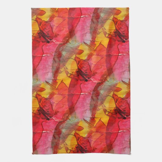 Linge De Cuisine Aquarelle rouge jaune (Vertical)