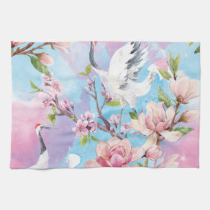 Linge De Cuisine Aquarelle Rouge Motif japonais