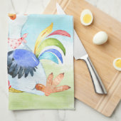 Linge De Cuisine Aquarelle rouge Petit coq (Quart Plié)