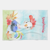 Linge De Cuisine Aquarelle rouge Petit coq (Horizontal)