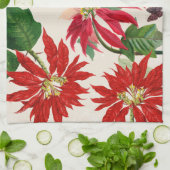Linge De Cuisine Aquarelle rouge rustique Poinsettia Flore Verdure (Plié)