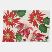 Linge De Cuisine Aquarelle rouge rustique Poinsettia Flore Verdure (Horizontal)