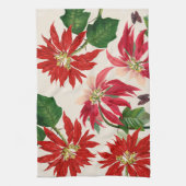Linge De Cuisine Aquarelle rouge rustique Poinsettia Flore Verdure (Vertical)