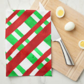 Linge De Cuisine Aquarelle rouge vert Diagonal Plaid (Quart Plié)
