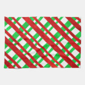 Linge De Cuisine Aquarelle rouge vert Diagonal Plaid (Horizontal)