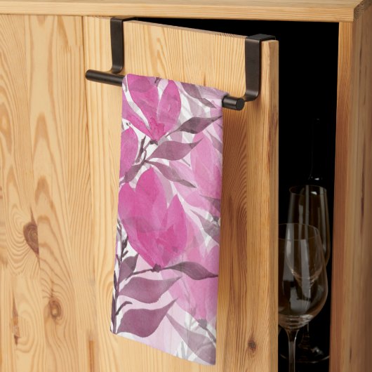 Linge De Cuisine Aquarelle Russe Et Fleur sauvage Rose (Pliage en tiers)