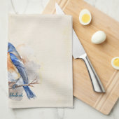 Linge De Cuisine Aquarelle rustique Bleu Est (Quart Plié)