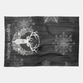 Linge De Cuisine Aquarelle rustique renne blanc (Horizontal)