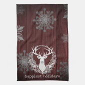 Linge De Cuisine Aquarelle rustique renne blanc | Red (Vertical)