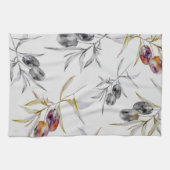 Linge De Cuisine Aquarelle rustique toscane Branche d'olive (Horizontal)