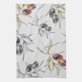 Linge De Cuisine Aquarelle rustique toscane Branche d'olive (Vertical)