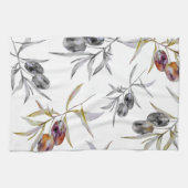 Linge De Cuisine Aquarelle rustique toscane Branche d'olive (Horizontal)
