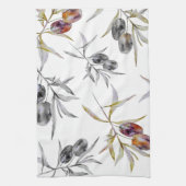 Linge De Cuisine Aquarelle rustique toscane Branche d'olive (Vertical)