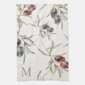 Linge De Cuisine Aquarelle rustique toscane Monogramme de Branche d (Vertical)