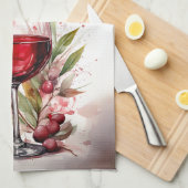 Linge De Cuisine Aquarelle rustique Verre rouge 80e anniversaire (Quart Plié)