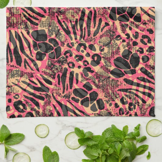 Linge De Cuisine Aquarelle Safari animal Imprimer (Plié)