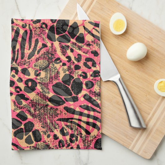 Linge De Cuisine Aquarelle Safari animal Imprimer (Quart Plié)