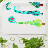 Linge De Cuisine Aquarelle simienne arbres de Noël (Plié)