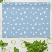 Linge De Cuisine Aquarelle Snowflakes Motif bleu (Plié)