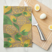 Linge De Cuisine Aquarelle Taupe Citrus Fruit citron (Quart Plié)