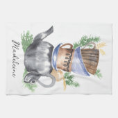 Linge De Cuisine Aquarelle Teapot & Teapot Nom du script (Horizontal)