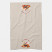 Linge De Cuisine Aquarelle Thanksgiving Turquie et Citrouilles (Vertical)