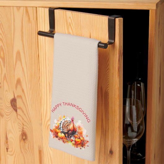 Linge De Cuisine Aquarelle Thanksgiving Turquie et Citrouilles