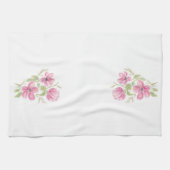 Linge De Cuisine Aquarelle Triple Fleurs roses (Horizontal)