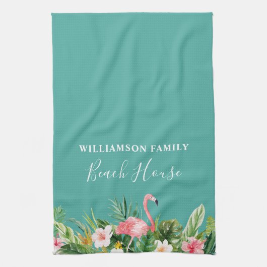 Linge De Cuisine Aquarelle Tropical Floral Beach House (Vertical)