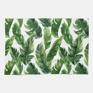 Linge De Cuisine Aquarelle Tropical Greenery Motif Feuille