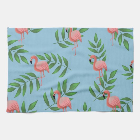Linge De Cuisine Aquarelle tropicale Flamant rose rose (Horizontal)