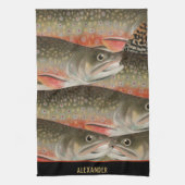 Linge De Cuisine Aquarelle truite Motif Chef pêcheur cuisinier (Vertical)