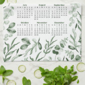 Linge De Cuisine Aquarelle Vert Feuilles 2026 Calendrier (Plié)