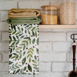 Linge De Cuisine Aquarelle verte branches saisonnières et baies<br><div class="desc">Aquarelle verdoyante branches saisonnières et baies. Aquarelle peinte feuillage motif avec branches,  feuilles et baies.</div>