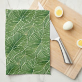 Linge De Cuisine Aquarelle verte Feuille  Motif (Quart Plié)