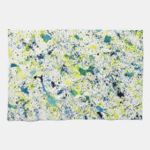 Linge De Cuisine Aquarelle verte, jaune et bleue Abstraite (Horizontal)